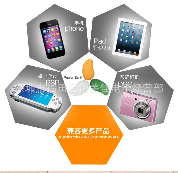 芒果移动电源 iphone4\/4s 苹果5代手机充电宝4