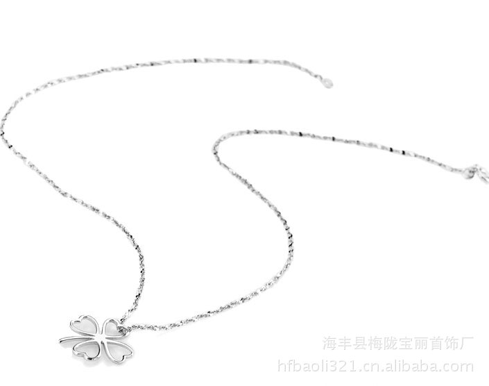 【幸福四叶草<em>女士</em>韩国<em>银项链</em>批发 <em>女士</em>韩国银