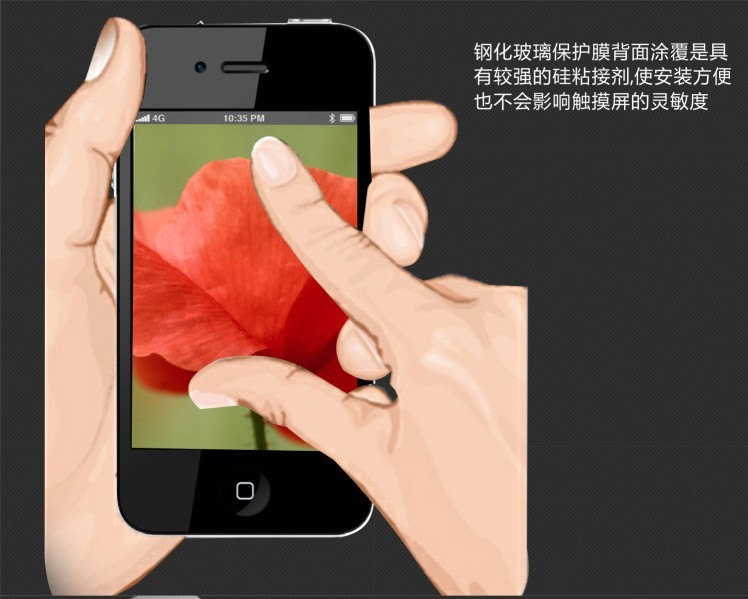 【iphone苹果5\/4s手机钢化玻璃保护膜二代弧度