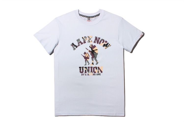 aape a bathing ape now union 军绿迷彩logo圆领短t恤短 aape085