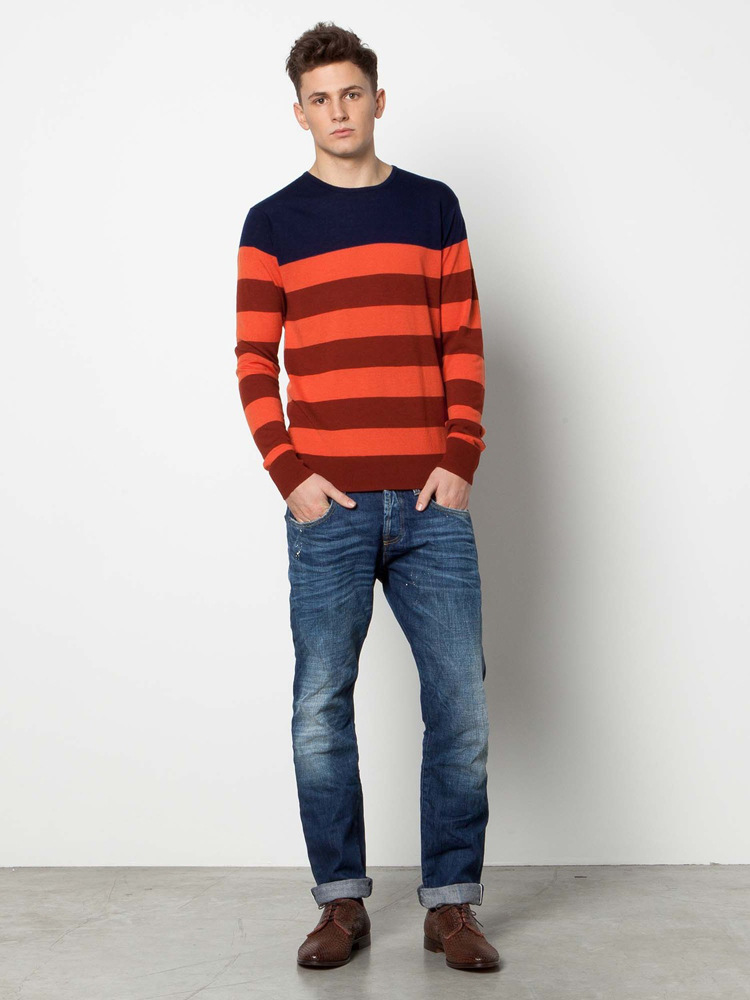 欧美系 Scotch Soda 新品 <em>男式</em>彩色<em>条纹</em>圆领套