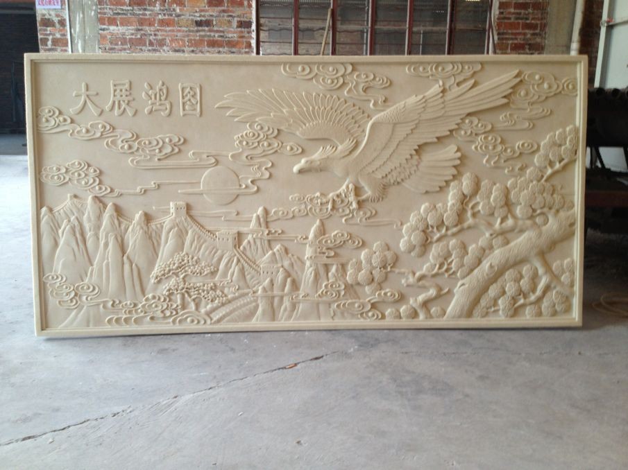 人造砂岩浮雕,名画浮雕,来图加工,花开富贵,大展鸿图,八骏图