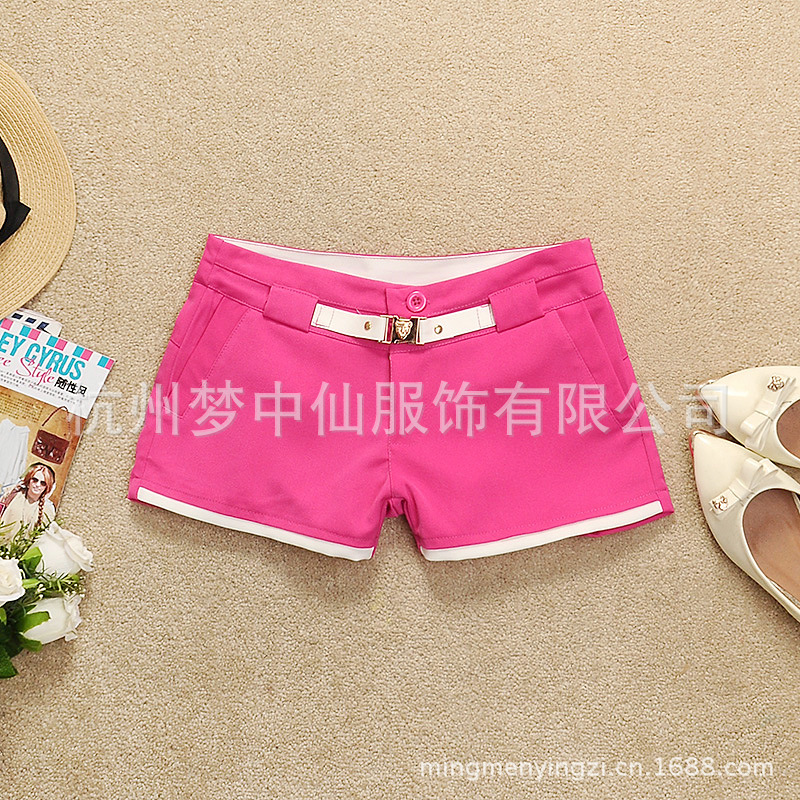 【<em>杭州批发</em> 精品女装新品 豹头拼接<em>西装</em>料<em>短裤</em>