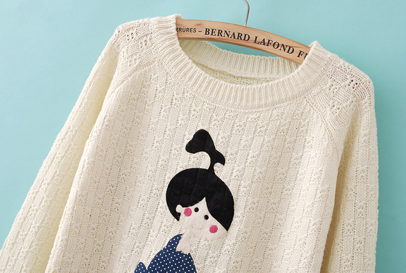 213秋季新款女韩版甜美时尚俏皮<em>小女孩图案毛</em>