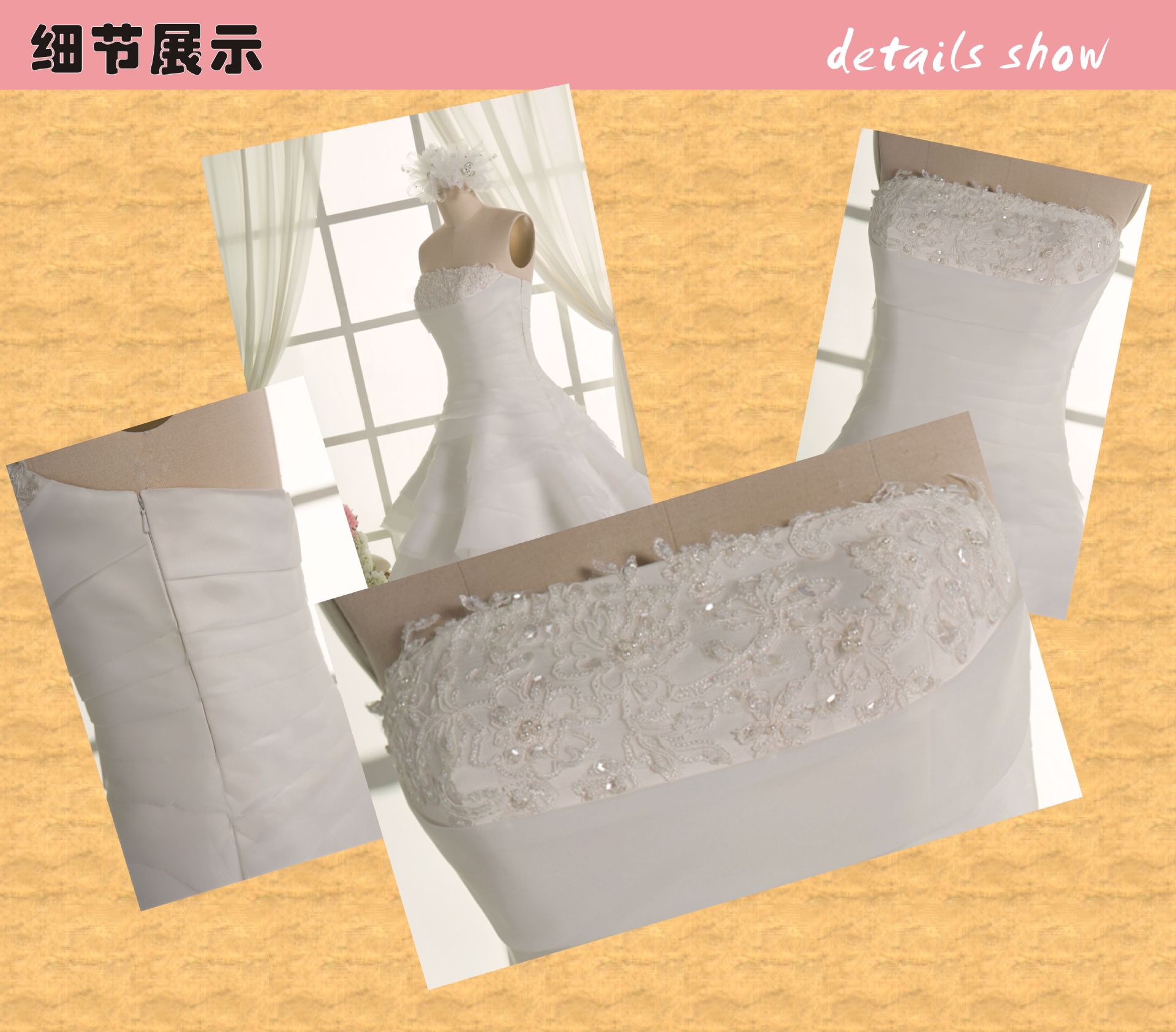 衣纱布飞婚纱厂承接来图定制批发2013热销款欧美高档婚纱抹胸拉链