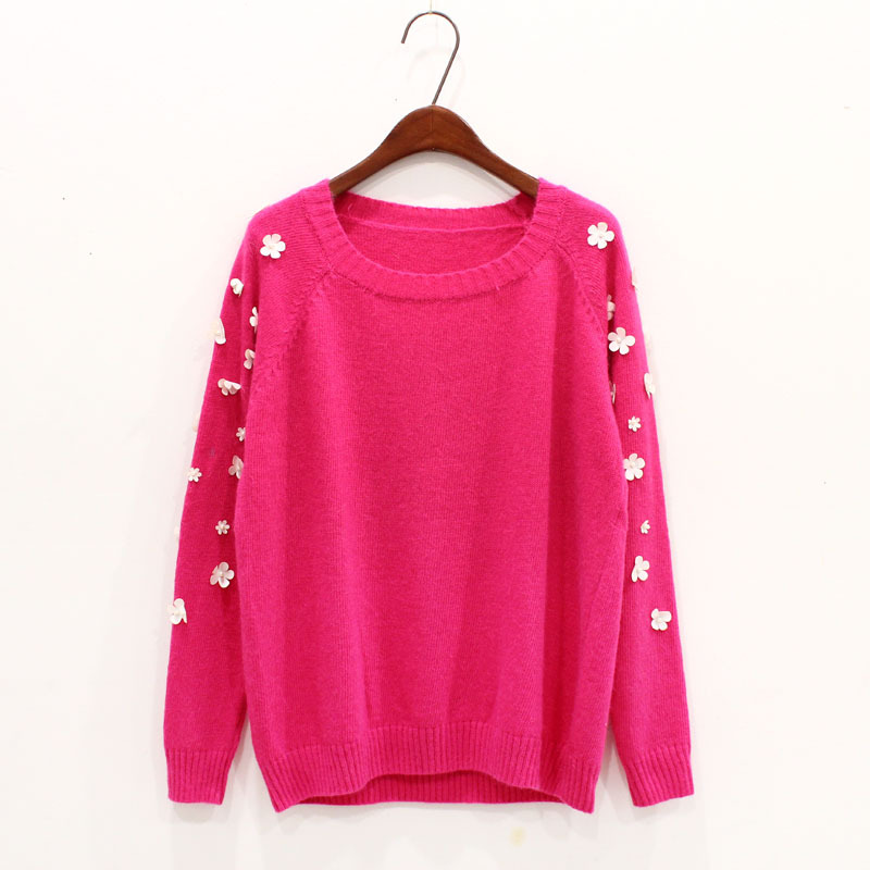 2014春装<em>新款</em> <em>手工</em>钉珠 花朵 兔毛 <em>毛衣</em> <em>图片</em>_