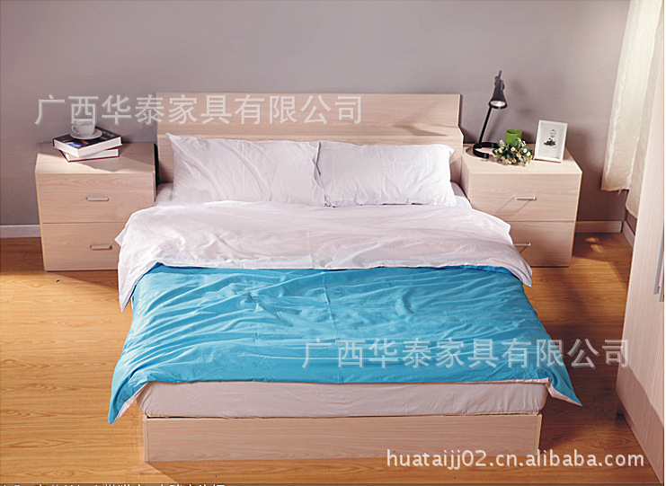 【厂家直销】现代简约双人床 床头储物柜板式