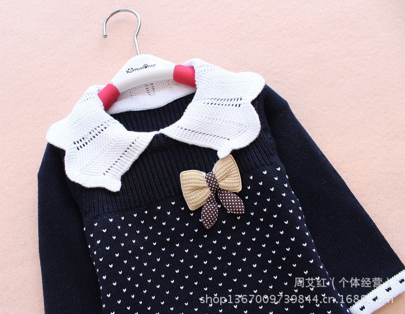 童<em>毛衣</em>-女童 <em>长版</em>大翻领 <em>套头</em>羊绒衫 2013年秋