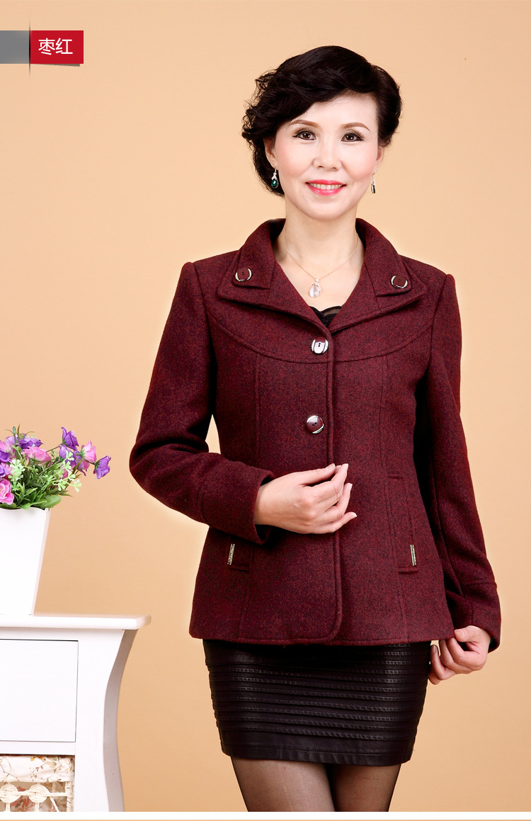 <em>女装</em>毛呢 秋冬新款<em>大码</em>装<em>短装</em>中年妈妈装毛呢