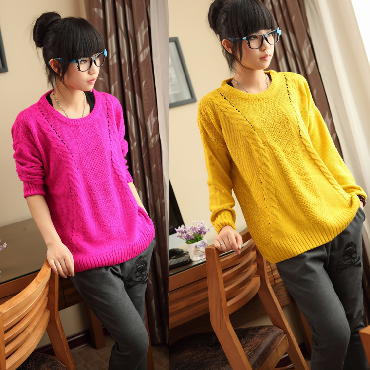 厂家批发 <em>女装</em>秋装<em>韩版</em>复古<em>套头毛衣</em>打底针织