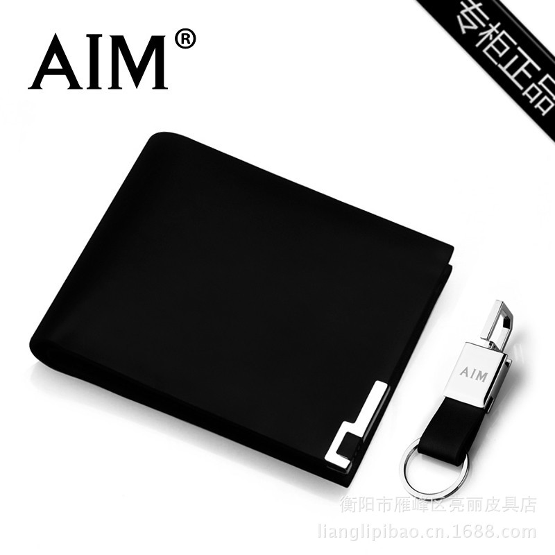 A125#AIM#品牌男士錢包男短款正品韓版潮牛皮錢夾男款皮夾工廠,批發,進口,代購