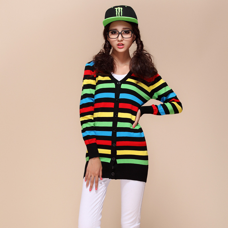 毛针织衫<em>批发</em>女秋韩版2013<em>新款</em>秋装彩色条纹