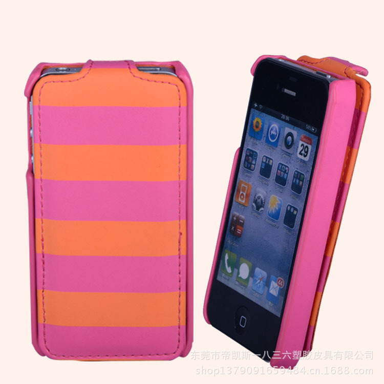 新款苹果iphone4s手机保护套 粉红色搭扣式上