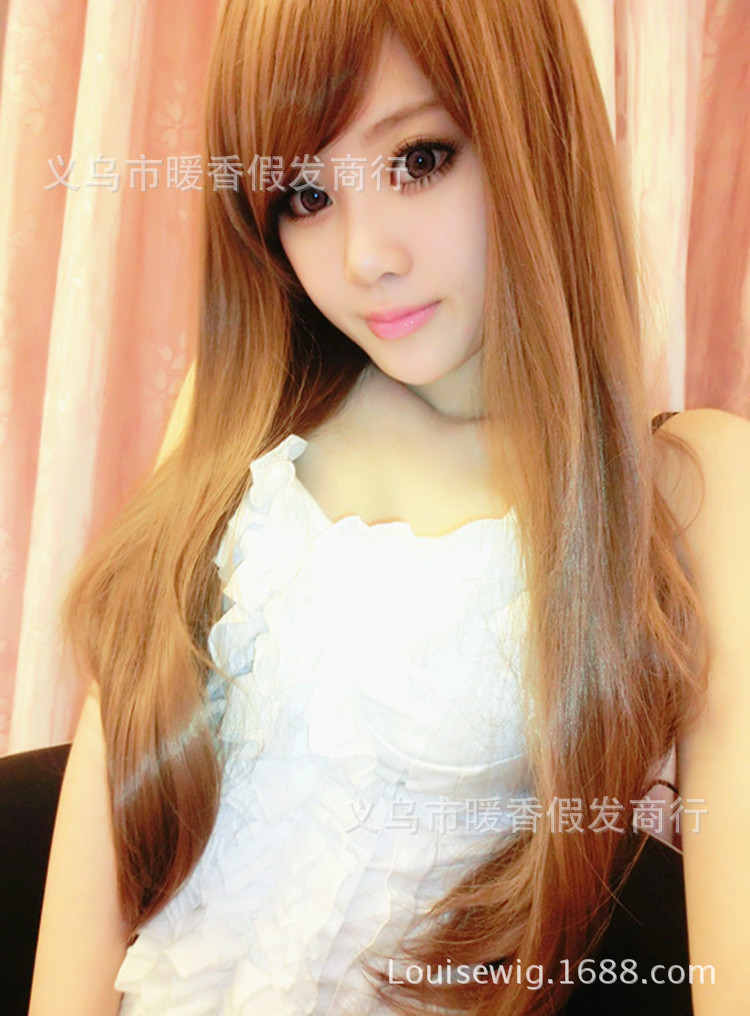 义乌假发批发厂 斜刘海<em>长直发</em> 蓬松 修脸 <em>2014</em>