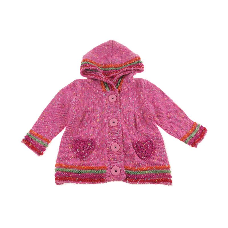 外贸原单<em>新生婴儿毛衣</em> 出口女宝连帽长袖针织