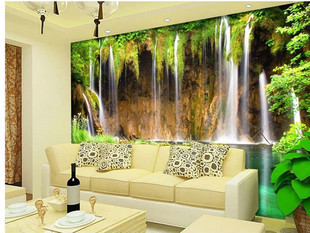 大型电视背景壁画壁纸 3d效果墙纸风景图 卧室客厅背景装饰画山水
