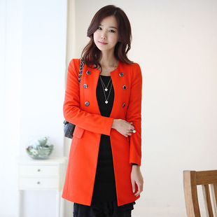 2012新款秋装外套韩版修身风衣女中长款显瘦双排扣女式风衣