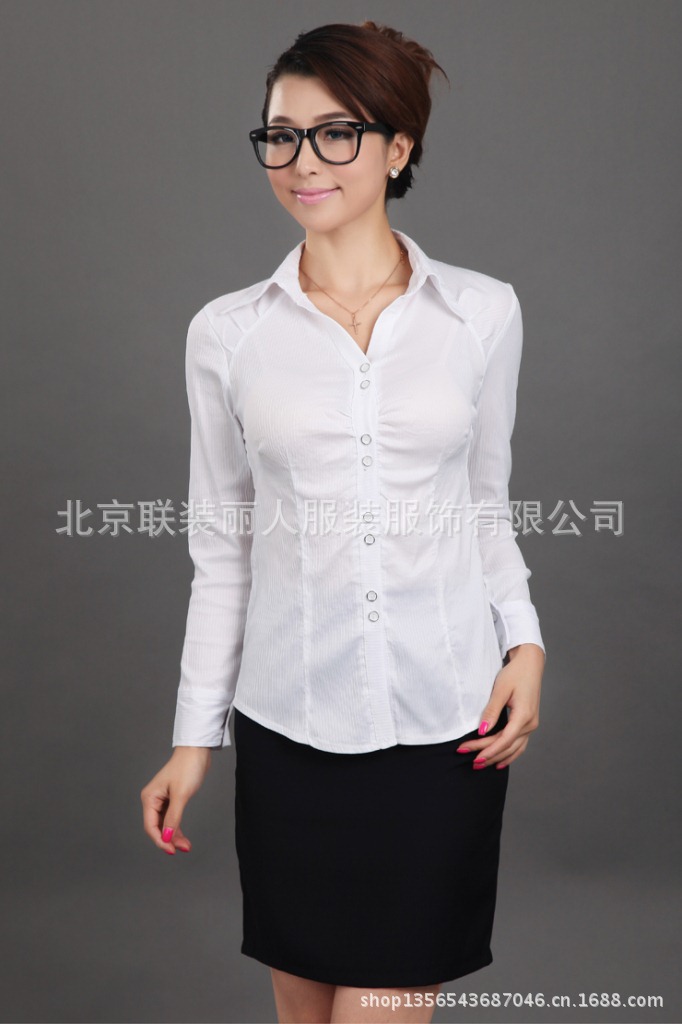 【白<em>衬衫</em>女长袖 职业女装工装 <em>女衬衣</em>通勤OL修