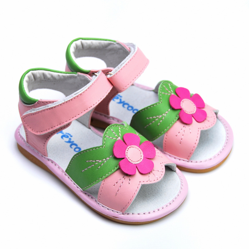14款芙瑞可专柜儿童凉鞋 花朵女宝童鞋 真皮防滑牛筋底学步鞋6083