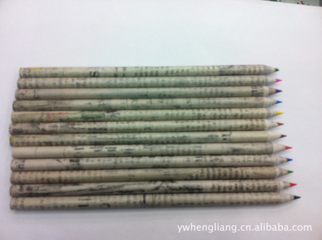 【供应英文报纸铅笔,彩色纸质铅笔,环保英文报