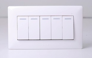 天基开关面板 悦庭系列 雅白 16a五开单控大板开关 hb275