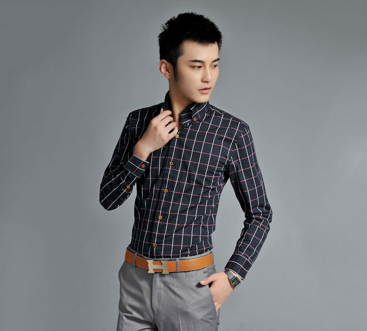 批发采购男式衬衫-修身男装长袖衬衫男士商务