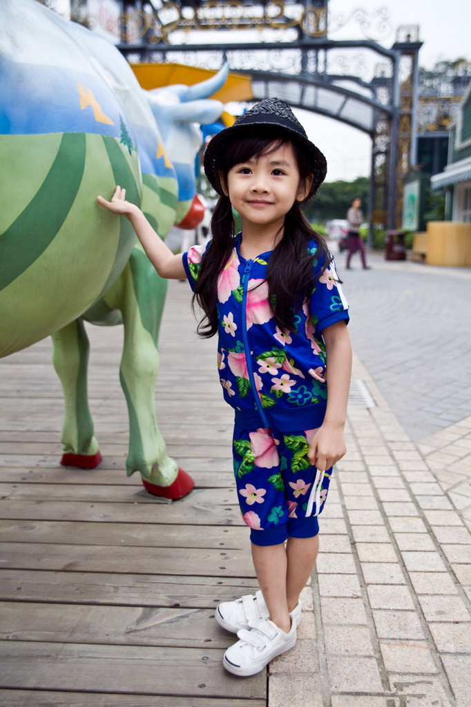 2013韩版夏款童装 三叶草花朵女童套装明星款