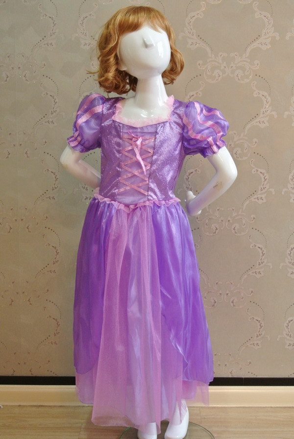 【迪斯尼原型 紫色长发公主裙 儿童女童连衣裙