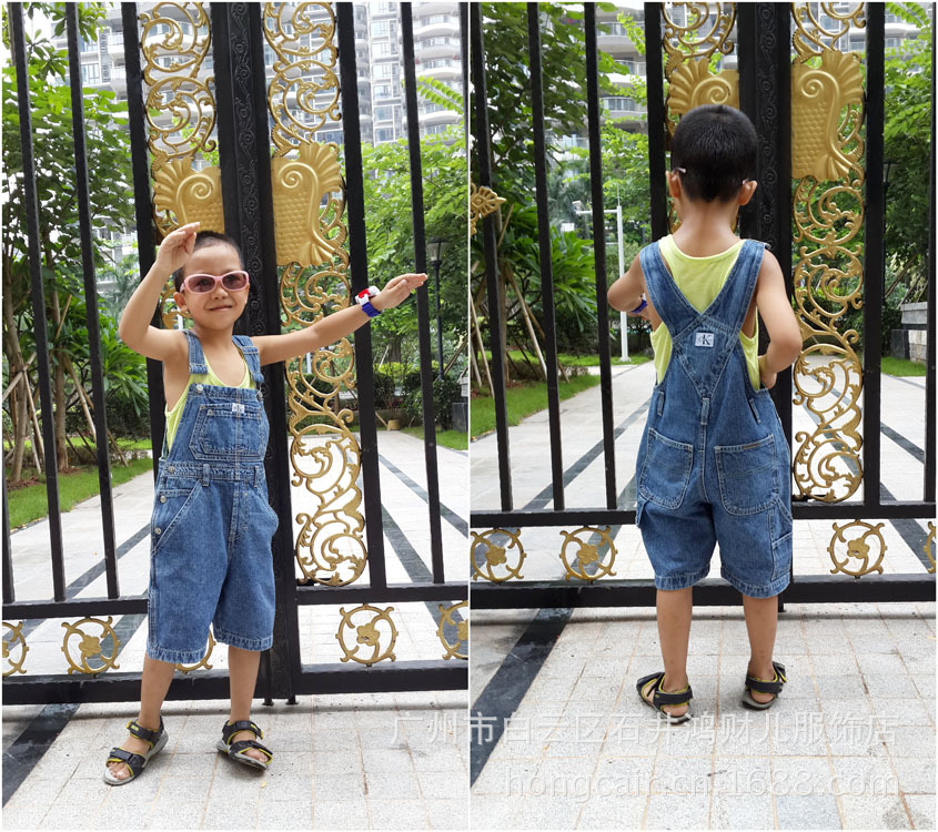 【欧美原单童装 男女<em>儿童</em>牛仔背带裤<em>短裤</em> 牛仔