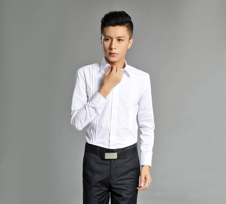 【新款男式<em>婚礼</em>新郎主持人<em>发型师</em>酒吧长袖衬衫