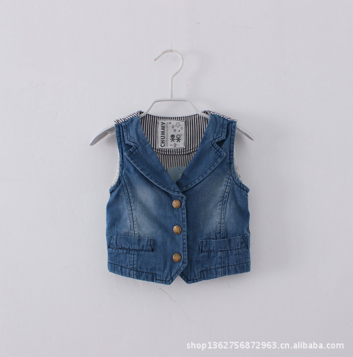 【【彼得潘城堡】 帅气西装领 <em>牛仔马甲 童装</em>马