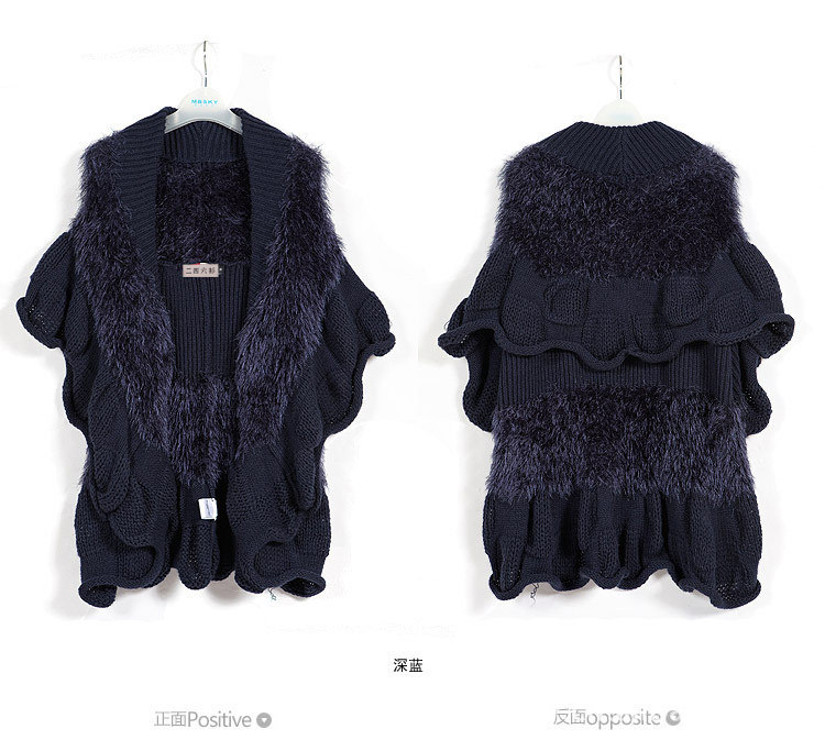 【2013春季韩版狗毛<em>开衫</em>女<em>不规则针织</em>毛衣披