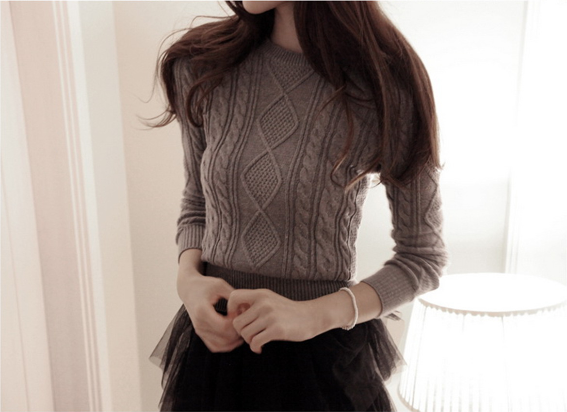 秋装新款 花交叉织法电脑提花<em>紧身毛衣 打底</em>毛