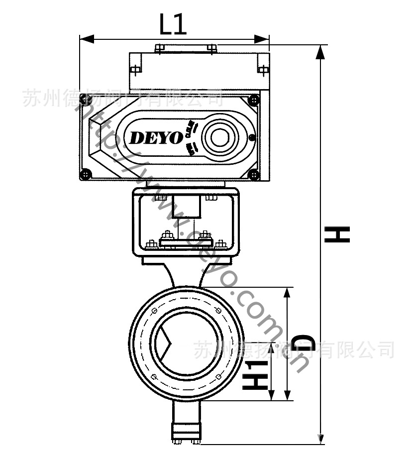 电动V型球阀尺寸图