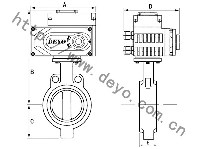 新款电动四氟蝶阀尺寸图