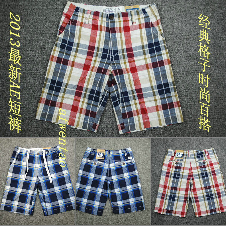 缺货中 外贸男裤 工装裤 AE男<em>短裤</em> A87<em>格子男</em>