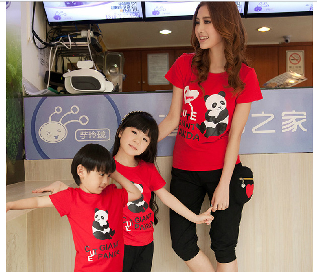亲子装夏装2013款夏装幸福<em>熊猫</em>母子母<em>女装</em>韩