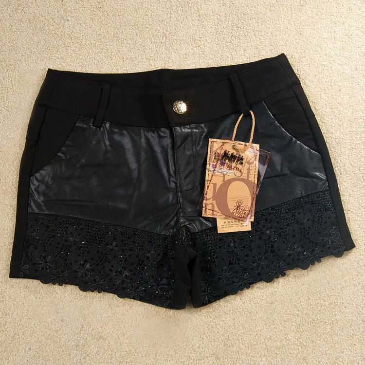 2013韩版休闲<em>短裤靴裤</em>秋冬短皮裤<em>冬装</em>女女式