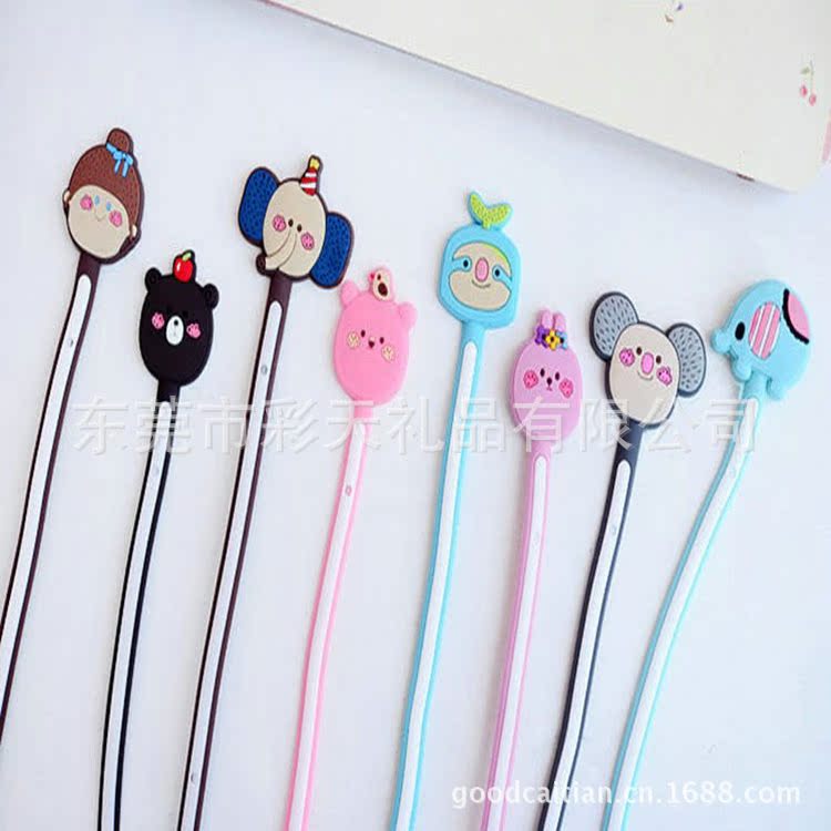 韩国罗马尼三代卡通可爱动物长条耳机 绕线器