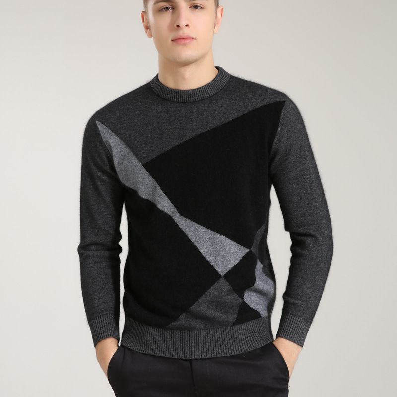 新款<em>羊绒</em>衫<em>冬装毛衣</em>外套男式加厚加绒貂绒<em>毛衣</em>