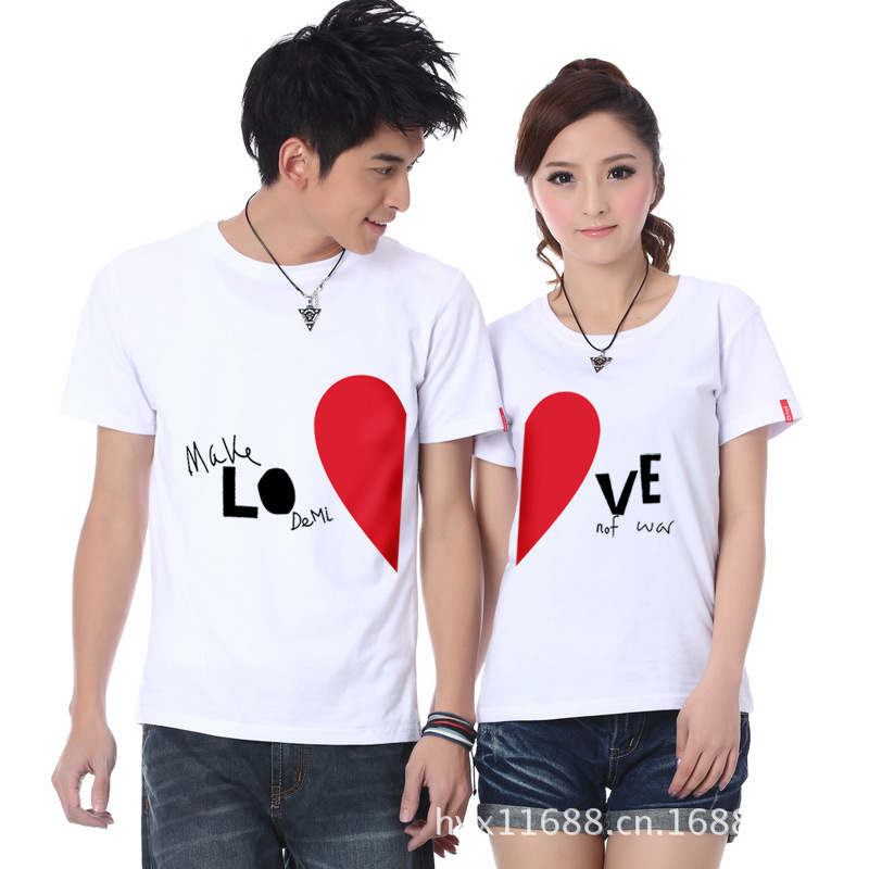 时尚夏季男女装新款表达爱情图案不变形莱卡棉
