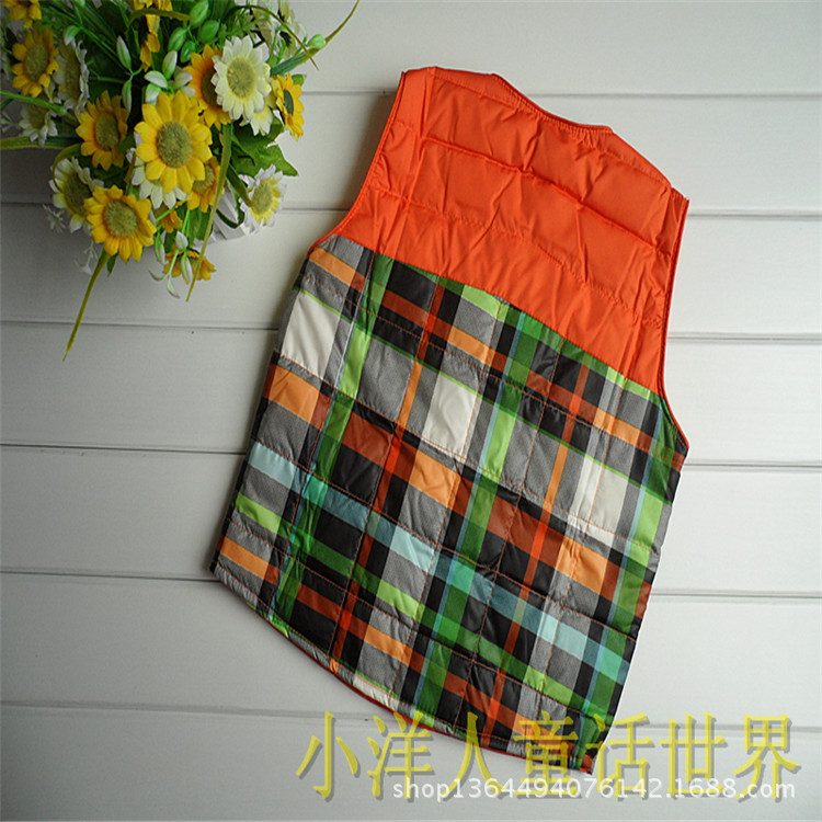 【2013童星e族冬季新款<em>格子</em>儿童<em>羽绒马甲羽绒</em>