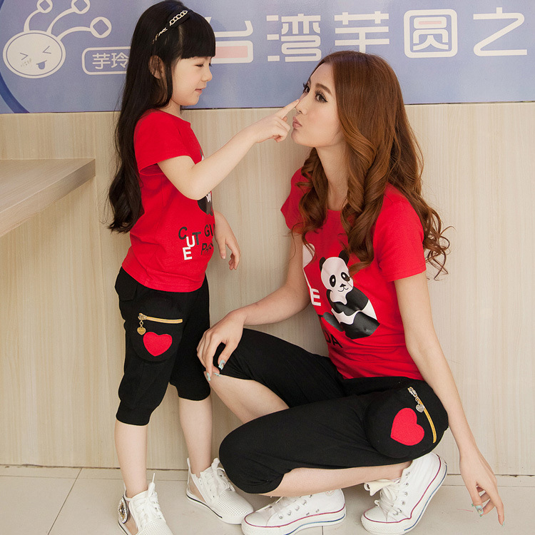 亲子装夏装2013款夏装幸福<em>熊猫</em>母子母<em>女装</em>韩