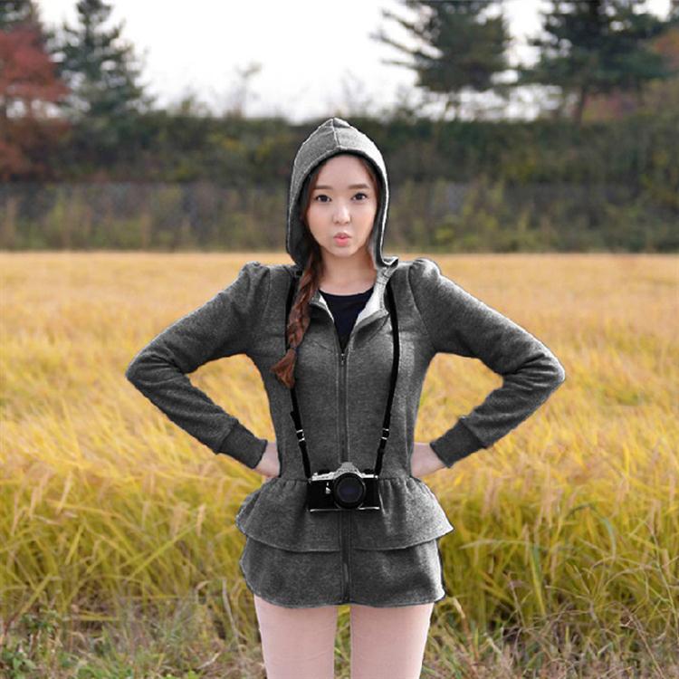 8295 女秋冬新款<em>连帽连衣裙</em> 韩版修身显瘦<em>开衫</em>