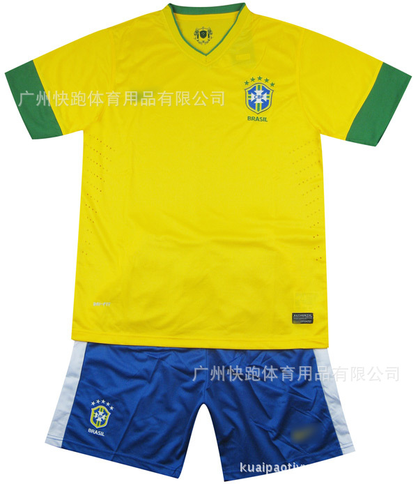 新款 巴西黄色球衣 队服 男款短袖套装 足球衣 