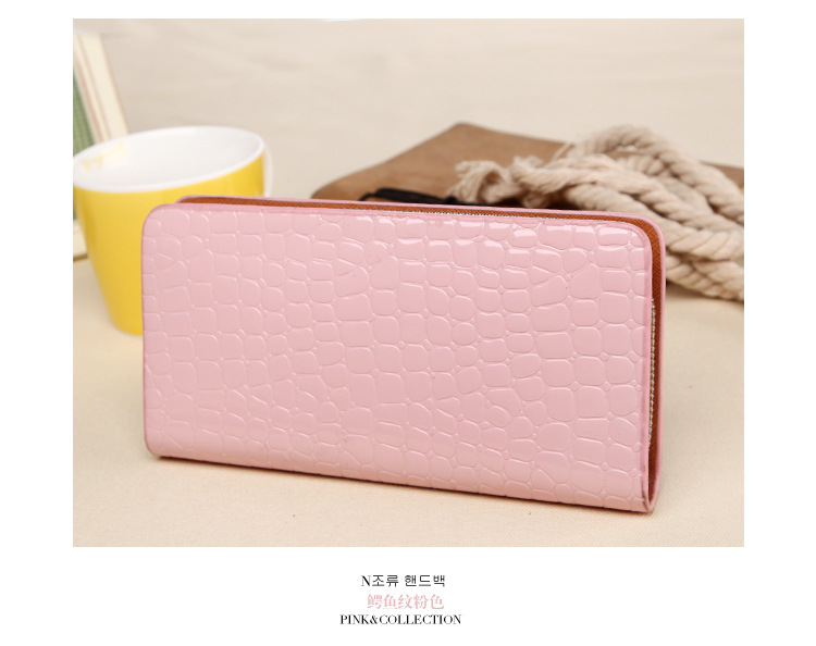 鱷魚紋漆皮錢包 亮皮錢夾 批發