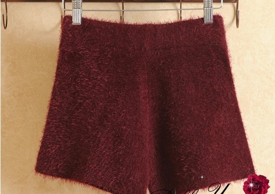 百搭复古时尚<em>女士马裤</em>秋<em>冬季</em> 马海毛高腰短裤