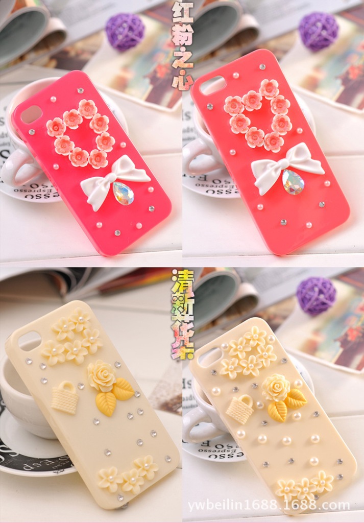 手机保护套-iphone5手机壳配件 iphone手机壳批发 水钻苹果5\/4S手