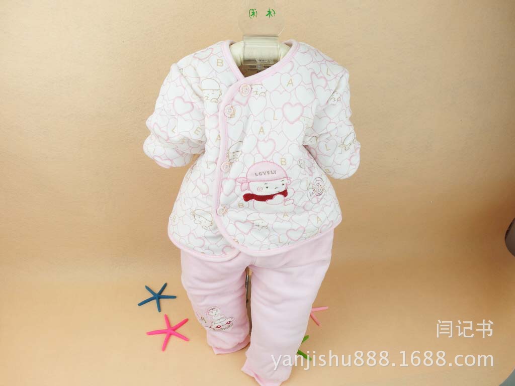 童棉衣-新款婴幼儿棉衣莱利贝比<em>开衫扣</em>两件套