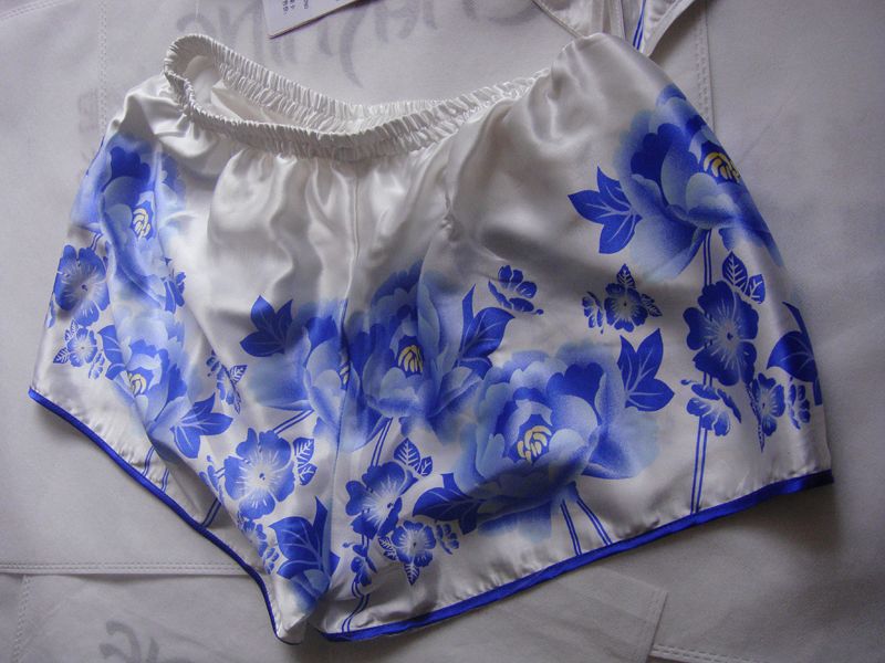 【温美 真丝睡衣 夏季睡衣 桑蚕丝睡裤 青花瓷睡